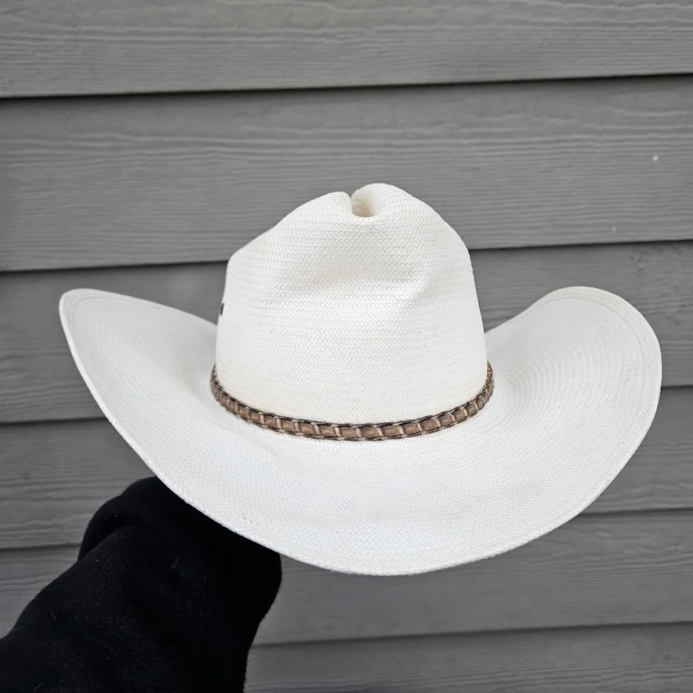 Vtg Stetson 8X Shantung Panama Cowboy Western Rodeo Straw Hat USA Size 6 3/4